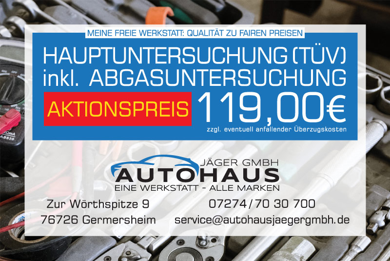 Autohaus Jäger GmbH Werkstatt Anzeige